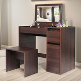 Flip Up Mirror Dressing Table With Storage & Stool