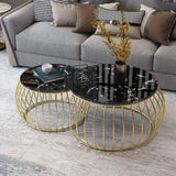 2 Piece Round Coffee Table Home Decor Table with Tabletops for Living Room