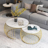 2 Piece Round Coffee Table Home Decor Table with Tabletops for Living Room