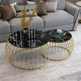 2 Piece Round Coffee Table Home Decor Table with Tabletops for Living Room