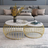 2 Piece Round Coffee Table Home Decor Table with Tabletops for Living Room