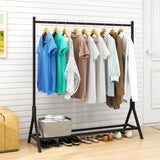 Clothing Rack Garment Coat Rack with Bottom Shelf, Metal Clothes Rack for Hanging Clothes