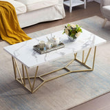 White Marble Gold Coffee Table for Living Room Tables Unique Center Table