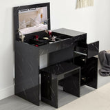 Flip Up Mirror Dressing Table With Storage & Stool