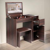 Flip Up Mirror Dressing Table With Storage & Stool