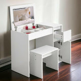 Flip Up Mirror Dressing Table With Storage & Stool